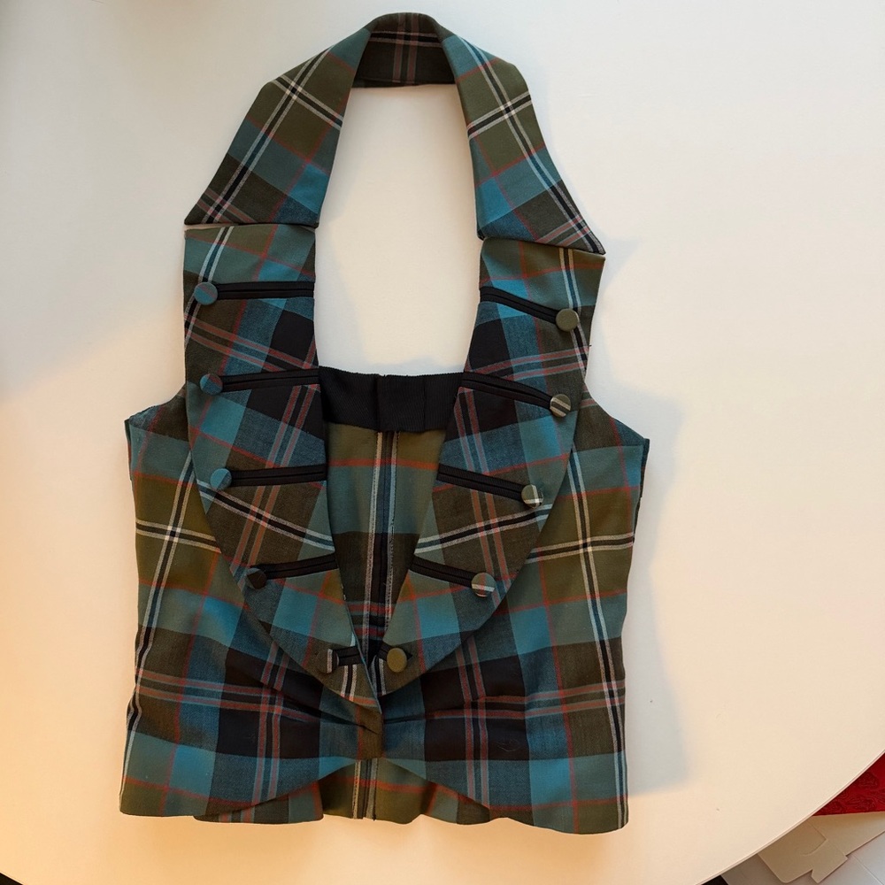 L.A.M.B. Vintage Plaid Halter Vest - size 2 Excellent Condition - Picture 2 of 5